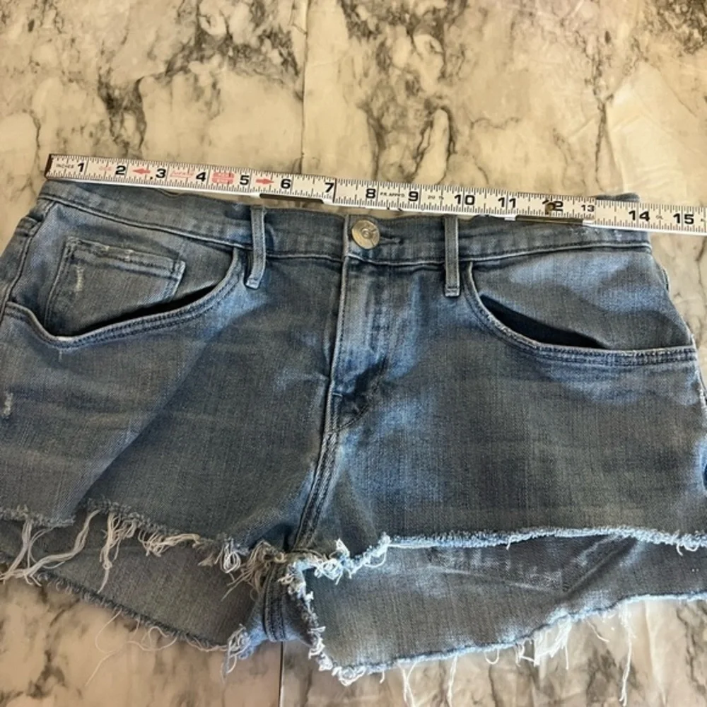 3x1 W2 light wash frayed raw denim shorts C5-14